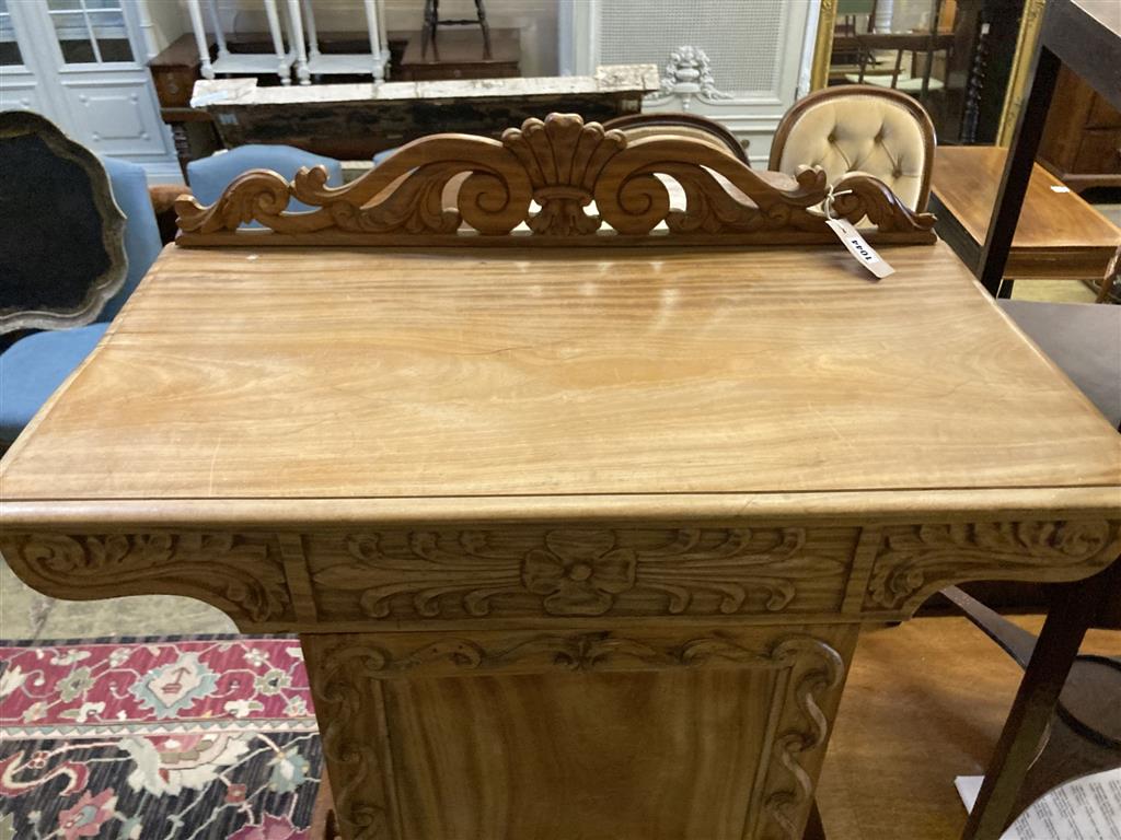 A 19th century colonial satinwood pedestal side table, width 75cm, depth 40cm, height 87cm